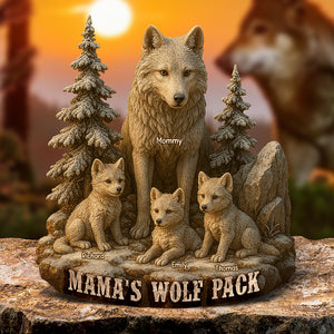 Personalized Christmas Gifts For Mom – Mama Wolf And Cubs Acrylic Plaque 04xqqn030425-Homacus