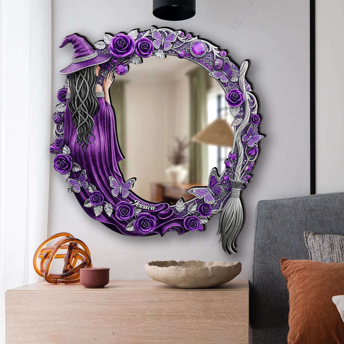 Quirky Witch Shaped Mirror - Personalized Gifts For Witch Lovers 07OHLU220725-Homacus