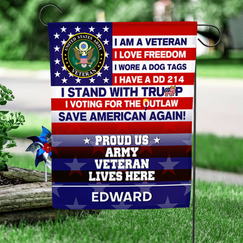 Personalized Gifts For Soldier Garden Flag 01NADT100724 Proud Veteran American Flag-Homacus