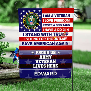 Personalized Gifts For Soldier Garden Flag 01NADT100724 Proud Veteran American Flag-Homacus