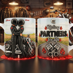 Biker Couple Coffee Mug - Personalized Gifts For Couple Coffee Mug 04NATA230126-Homacus