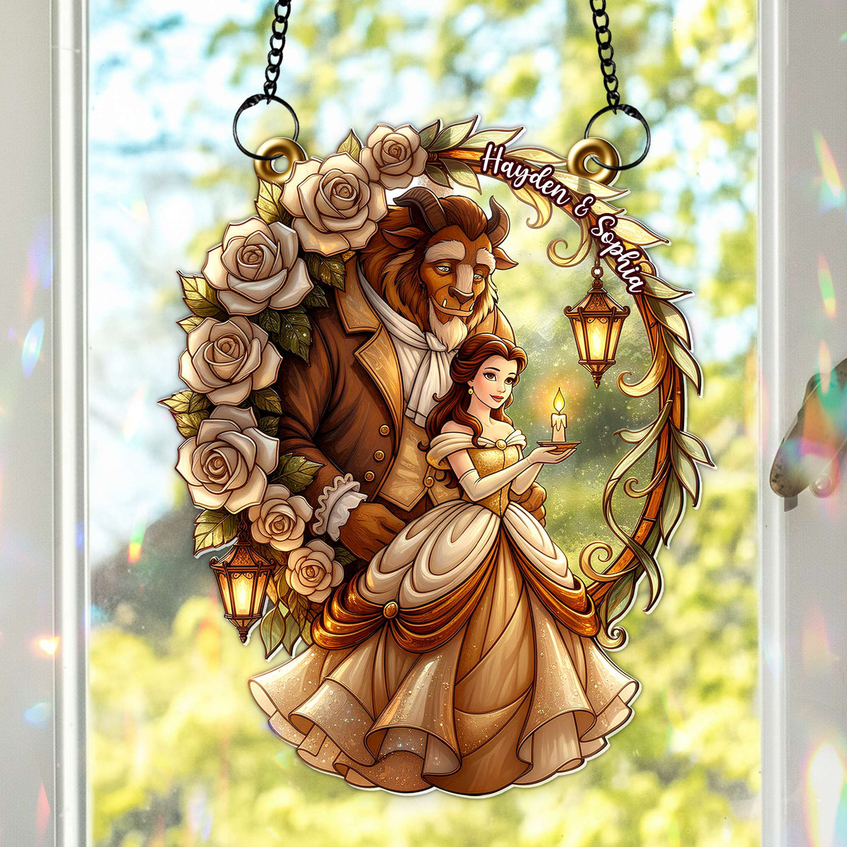 Enchanted Rose Couple Suncatcher - Personalized Gifts For Couples 01PALU031225-Homacus