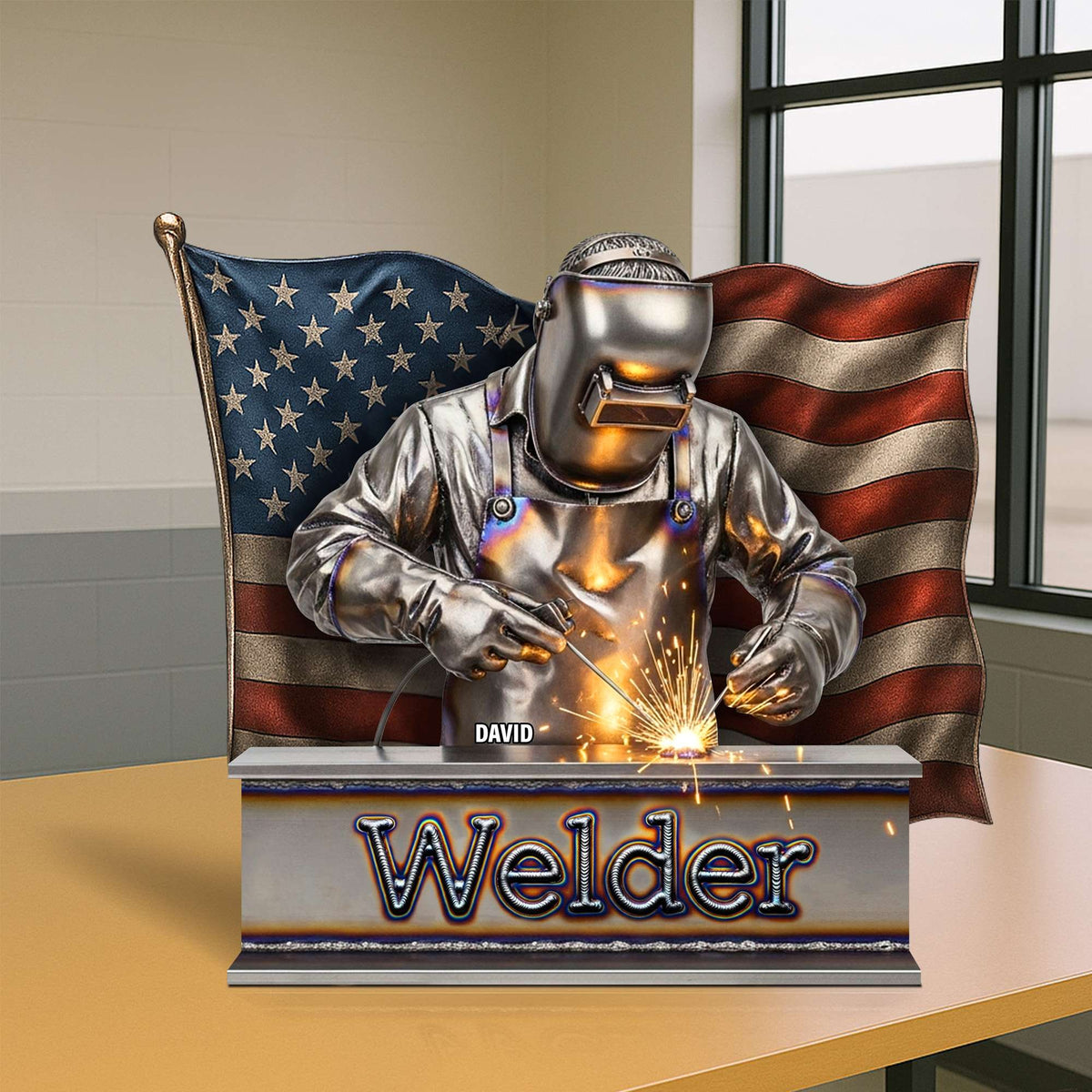 Proud American Welder Acrylic Plaque - Personalized Gifts For Welder 03QHTN100625-Homacus