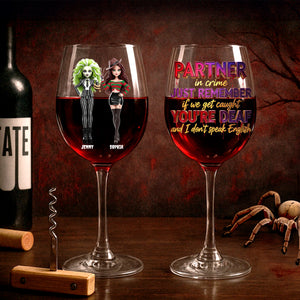 Spooky Dolls Personalized Halloween Gifts For Drinking Lovers Besties Wine Glass 05natn250825-Homacus