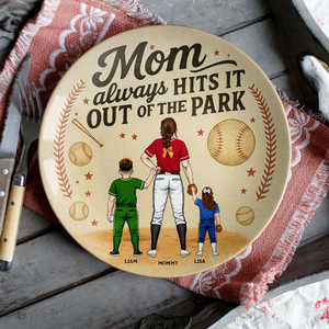 Baseball Mom Ceramic Round Plate - Personalized Gift For Mom 04TGPU140425PA-Homacus