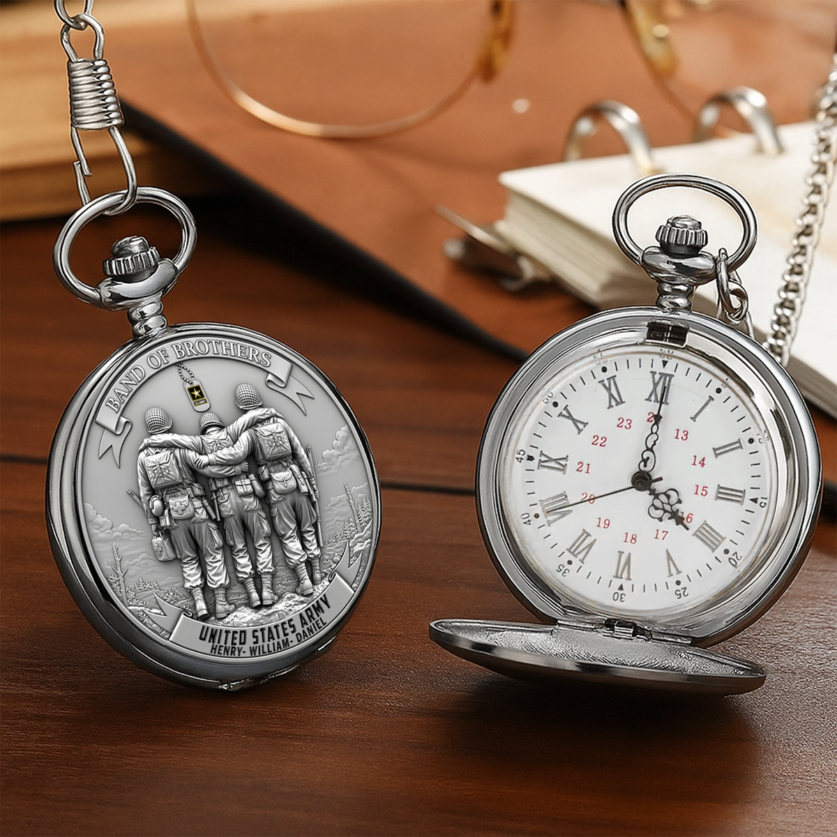 Brotherhood of Arms Pocket Watch - Personalized Gift For Veteran 01OHLU230625-Homacus