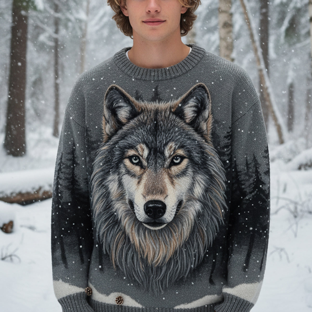 The Wild Wolf Ugly Sweater - Personalized Gifts For Wolf Lovers 10PALU011125-Homacus