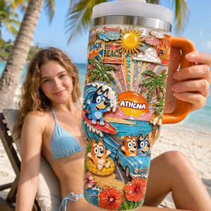 Summer Time 40oz Tumbler With Handle - Personalized Gifts 04PALU290626-Homacus