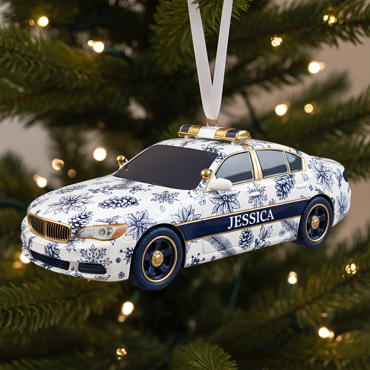 Christmas On Duty Police Car Ornament - Personalized Gifts For Police 02PGLU031025-Homacus