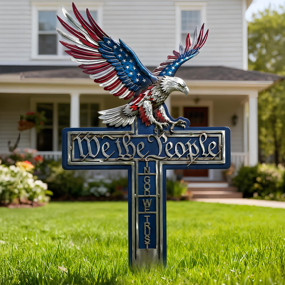 Fierce Eagle On Cross Metal Sign - Gifts For American Christians 02qhdt250226-Homacus