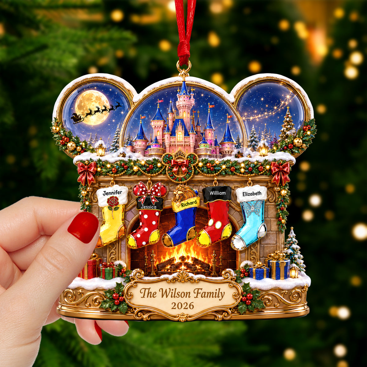 Fireplace Stocking Ornament - Personalized Christmas Gifts For Family 02naqn150826