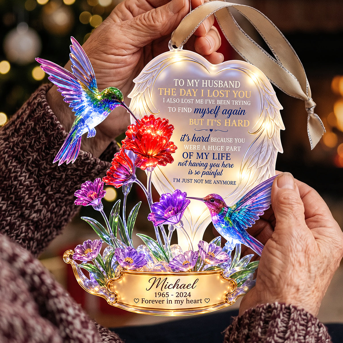 A Part In Heaven Hummingbird Couple Ornament - Personalized Keepsake To Remember The Departed One 05QHTA141026-Homacus