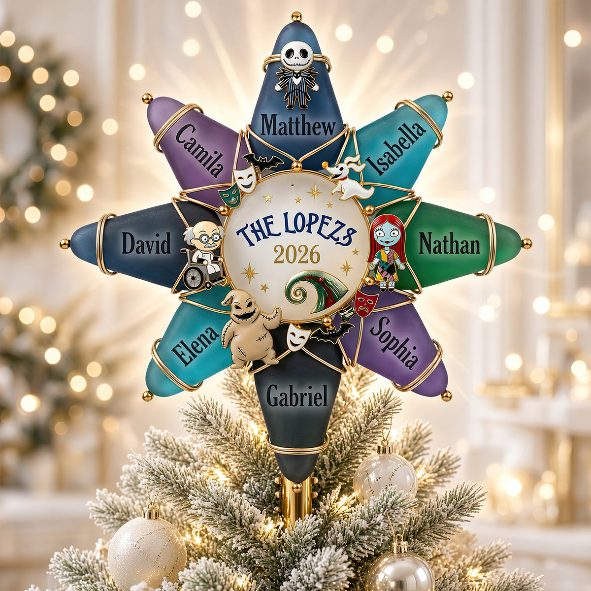 Spooky Family Tree Topper - Personalized Gifts For Family Acrylic Christmas Tree Topper 03HUDT071026-Homacus