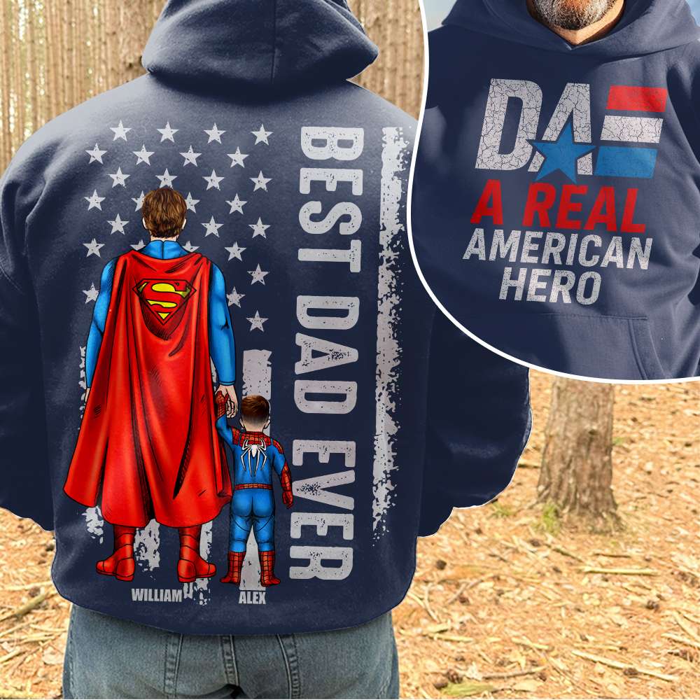 Personalized Gifts For Dad Shirt Dad A Real American Hero-Homacus