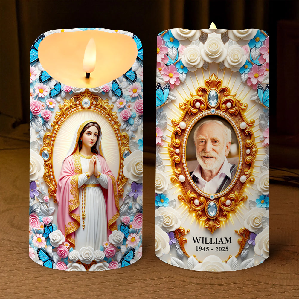 Remembrance Virgin Mary Custom Photo LED Candle Gifts For Heaven 01NADT040725-Homacus
