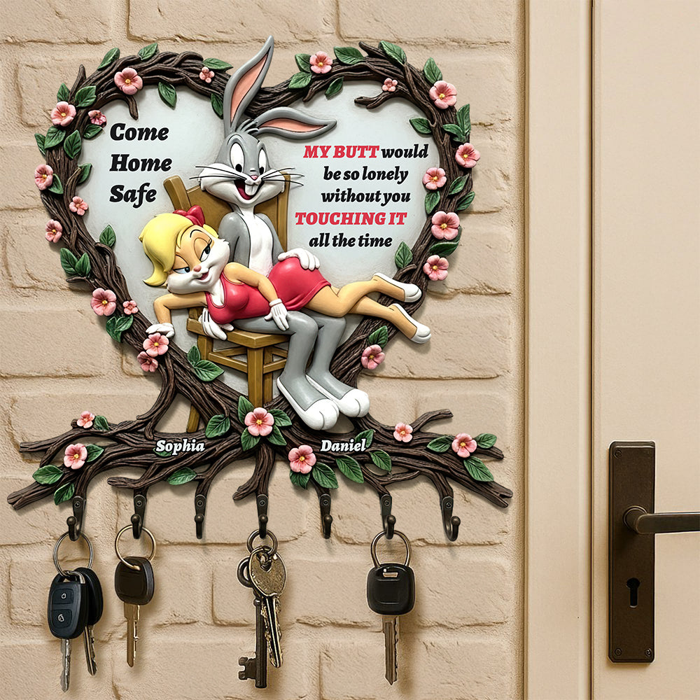 Naughty Rabbit Couple Key Hanger Personalized Gifts For Couple 01QHDT240525-Homacus