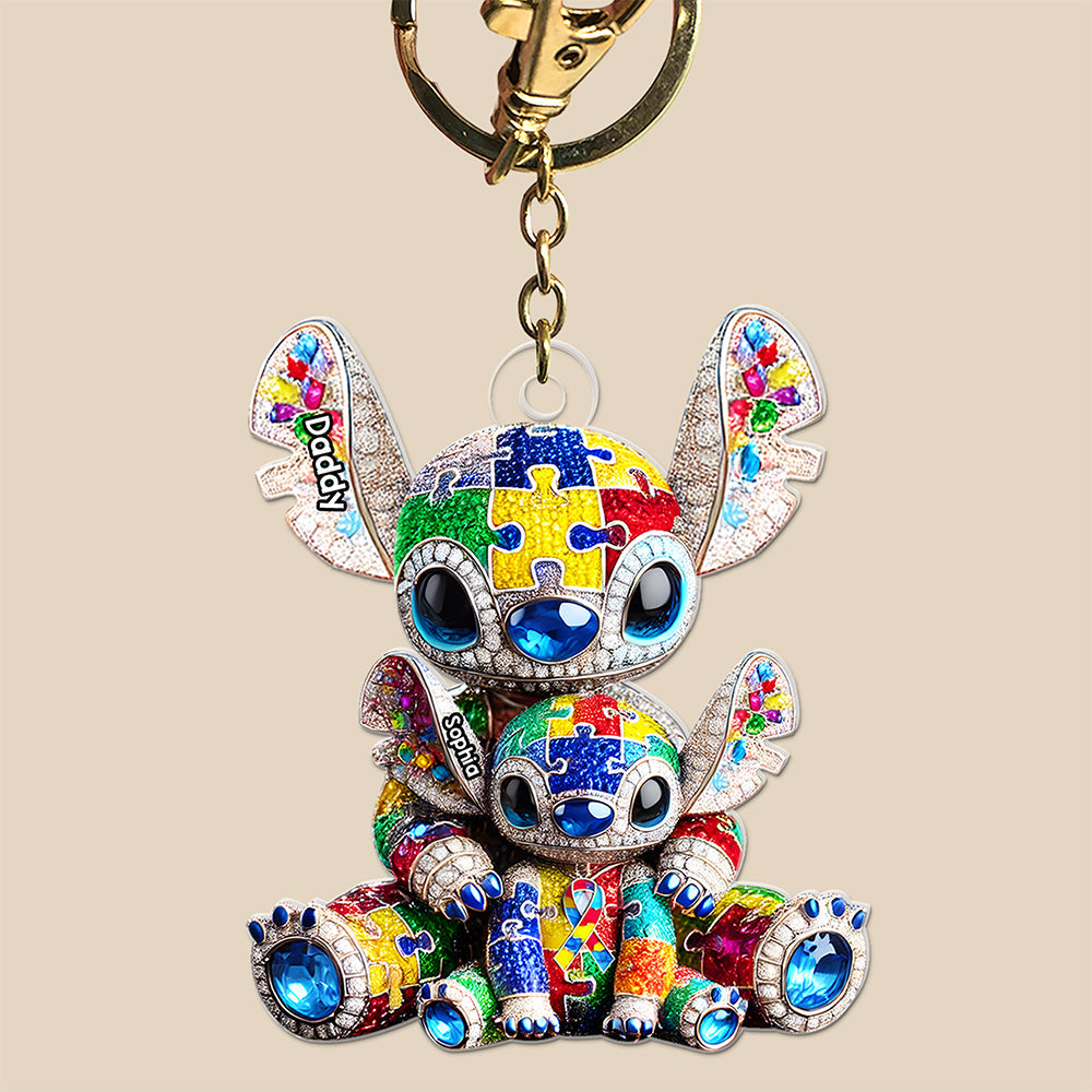Autism Dad Keychain - Personalized Gifts For Dad 04TGQN140525-Homacus