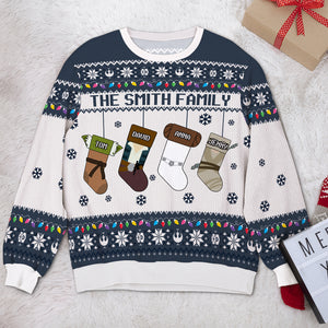 Personalized Gifts For Family Ugly Sweater, Galaxy Family Socks Stocking 03qhtn231024-Homacus