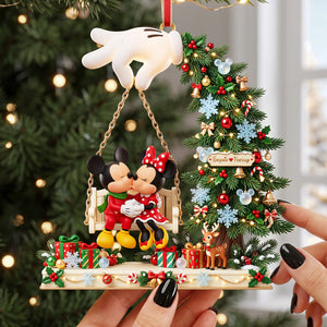 Xmas Couple Kissing On Swings Acrylic Ornament - Personalized Christmas Gifts For Couples 04pata290826-Homacus