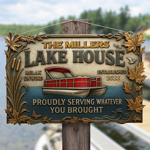 Lake House Metal Sign Personalized Gifts For Pontoon Lover Entrance Sign 02qhtn210525-Homacus