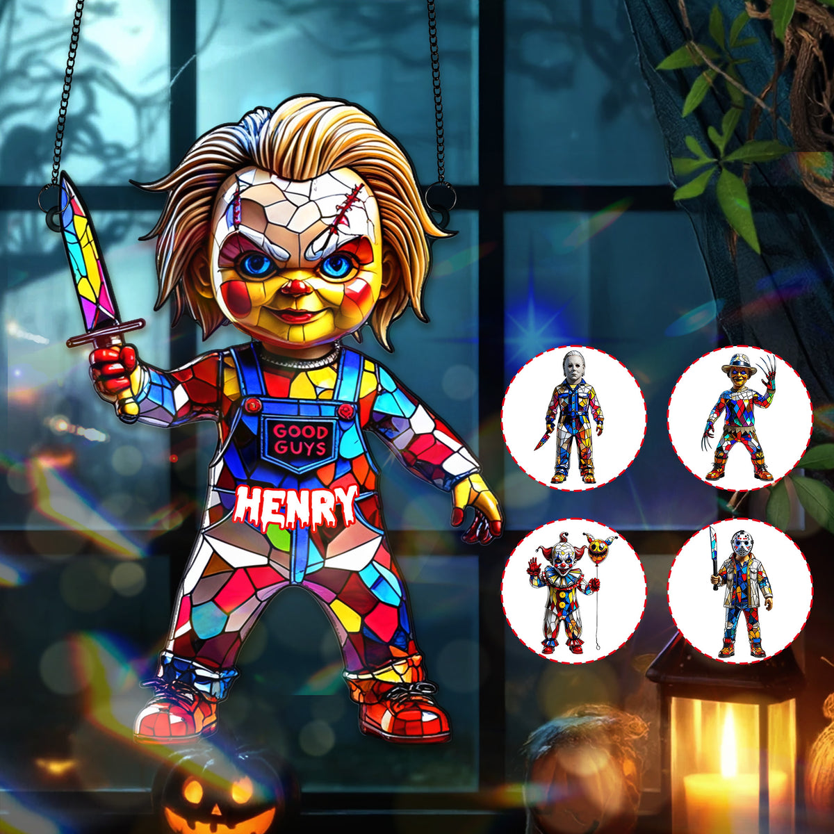 Horror Movie Halloween Suncatcher Ornament - Personalized Gifts For Halloween 01TGMG230825-Homacus