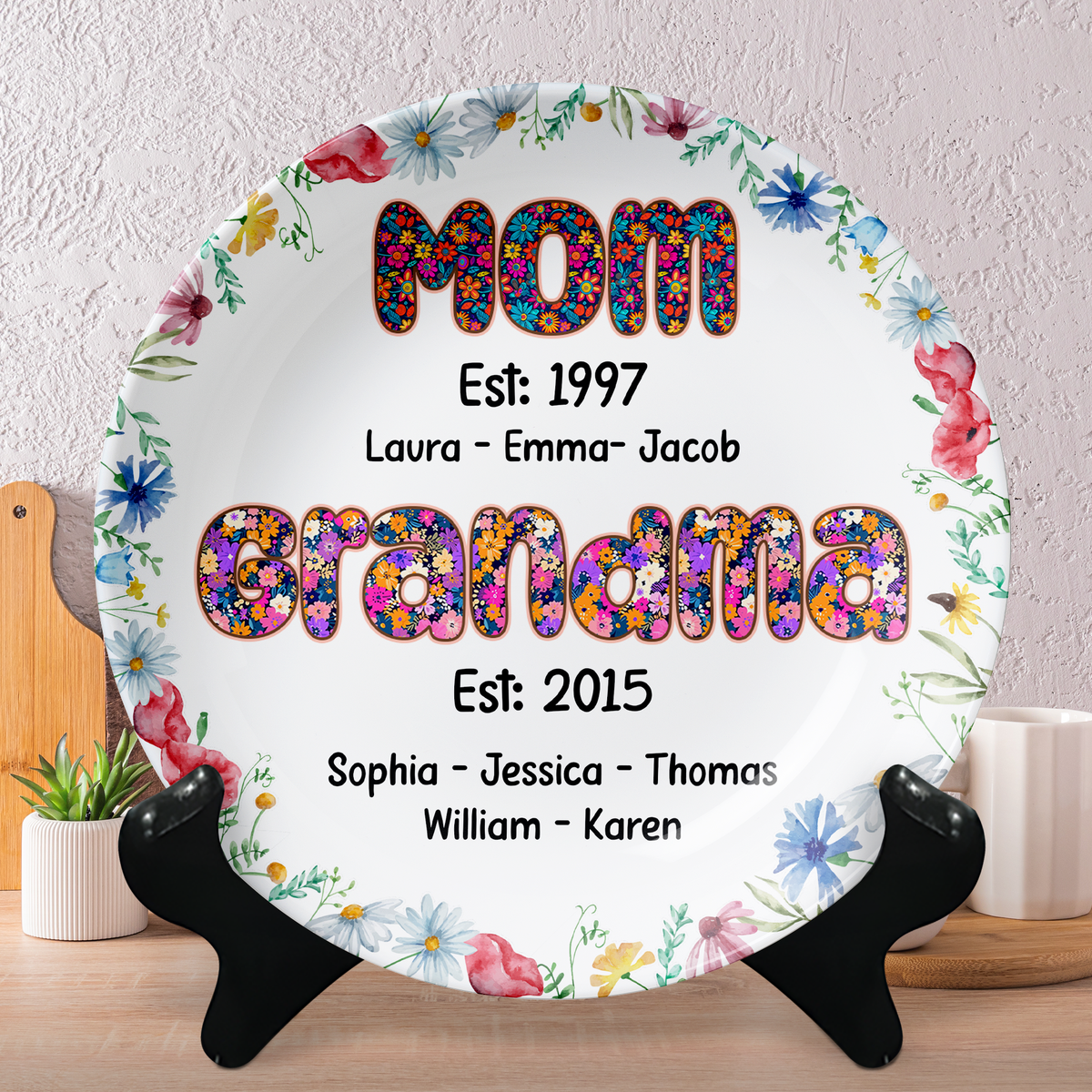 Personalized Gifts For Mom Ceramic Round Plate 02xqpu240325-Homacus