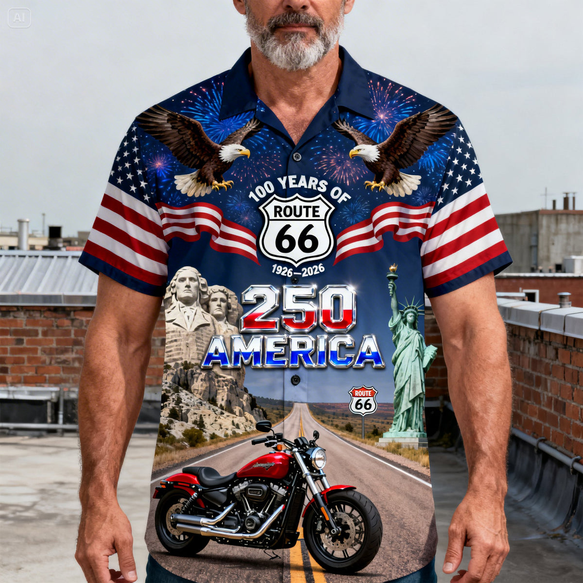 Proud American Motorcycle Hawaiian Shirt - Custom Photo Gifts For Bikers 03qhlu260226-Homacus