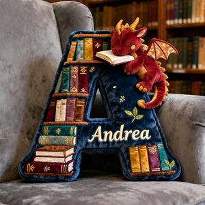 Book Dragon Alphabet Initial Letters Pillow, Personalized Gifts For Book Lovers 05qhtn191125-Homacus