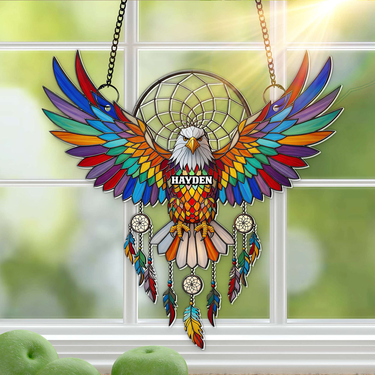 Radiant Winged Spirit Native American Suncatcher - Personalized Gifts For Boho Lovers 01NALU080725-Homacus