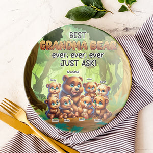 Personalized Gifts For Bear Mom Round Plate Best Mom Bear Ever 02XQQN120325-Homacus