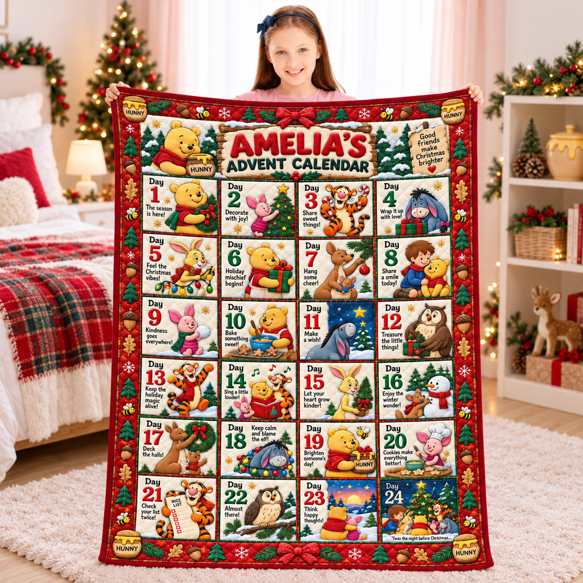 Lovely Advent Calendar Blanket - Personalized Christmas Gifts 01paqn091026-Homacus