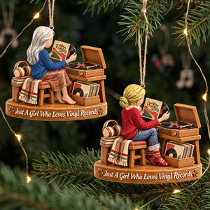 Vinyl Record Girl Wood Effect Ornament, Personalized Gifts For Vinyl Records Lovers 02qhta141026-Homacus