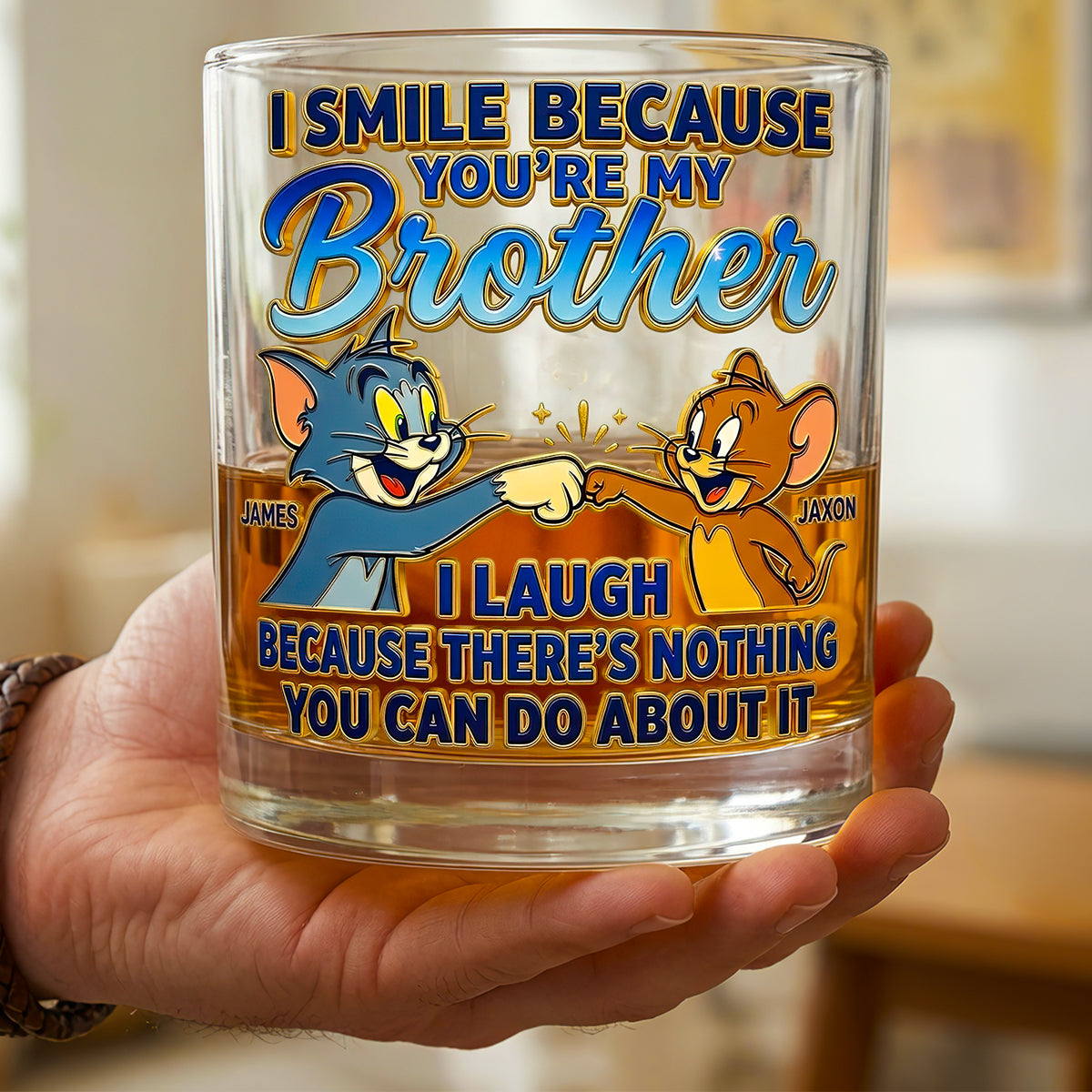 Funny Sibling Round Glass - Personalized Gifts For Brothers 03NADT100626-Homacus