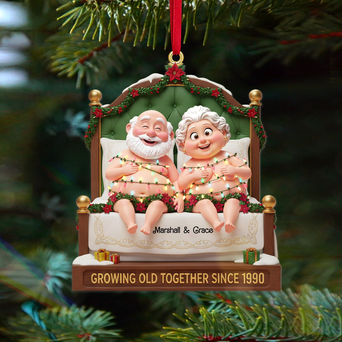 Personalized Gifts For Christmas, Lovely Old Couple Acrylic Ornament 01ohmg270925-Homacus
