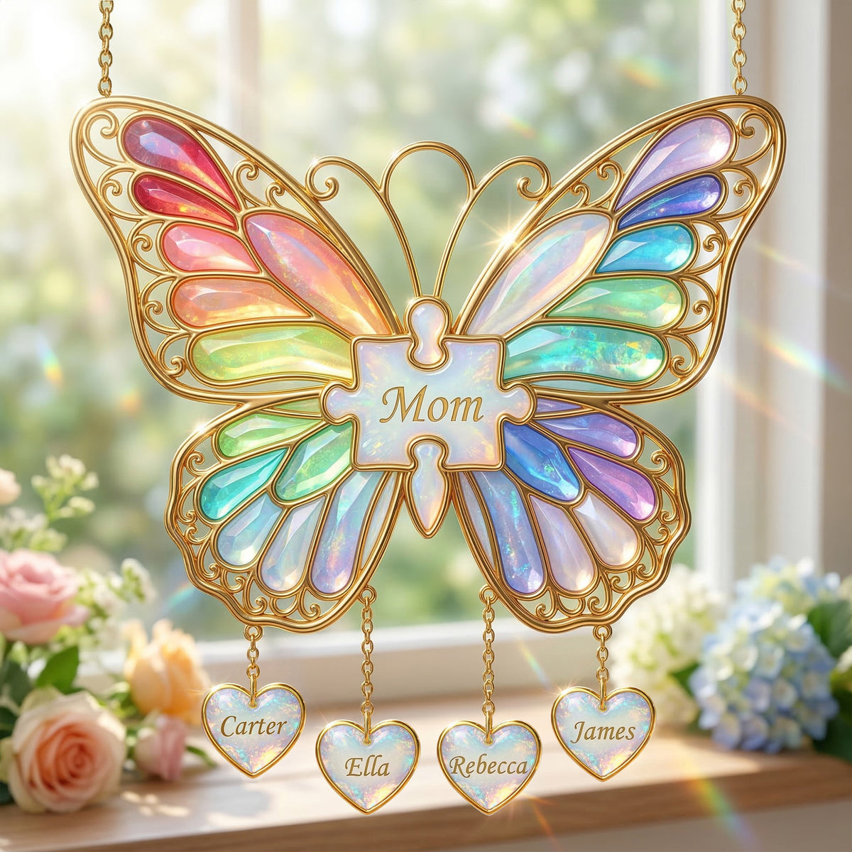 Butterfly Mom Suncatcher Ornament - Personalized Gifts For Mother's Day 01nalu170326-Homacus
