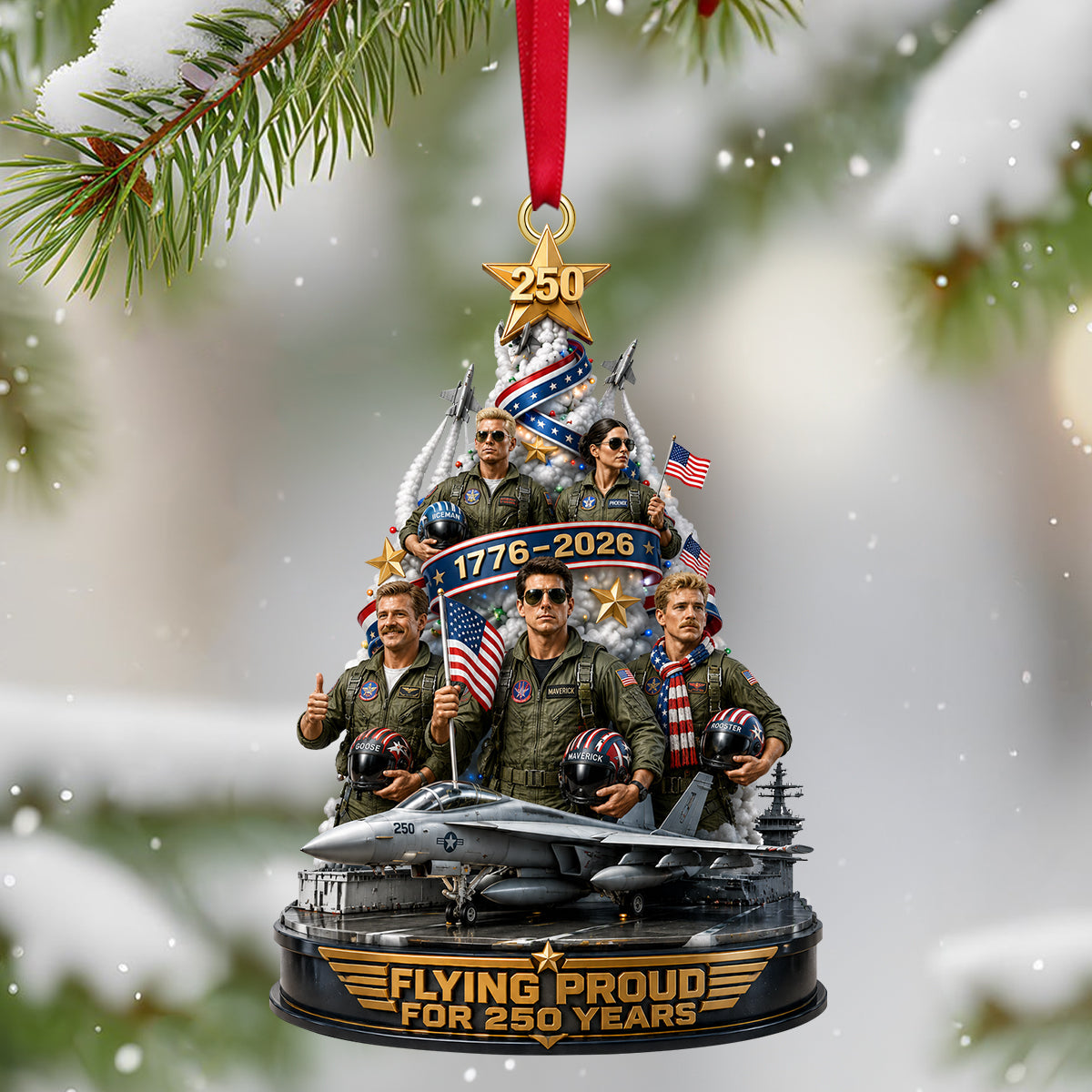 Flying Proud For 250 Years Acrylic Ornament - Personalized Christmas Gift 03tytn240826