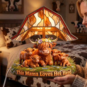 Highland Cow Herd Mama Acrylic Light Box - Personalized Gifts For Mom 02NAQN130426-Homacus