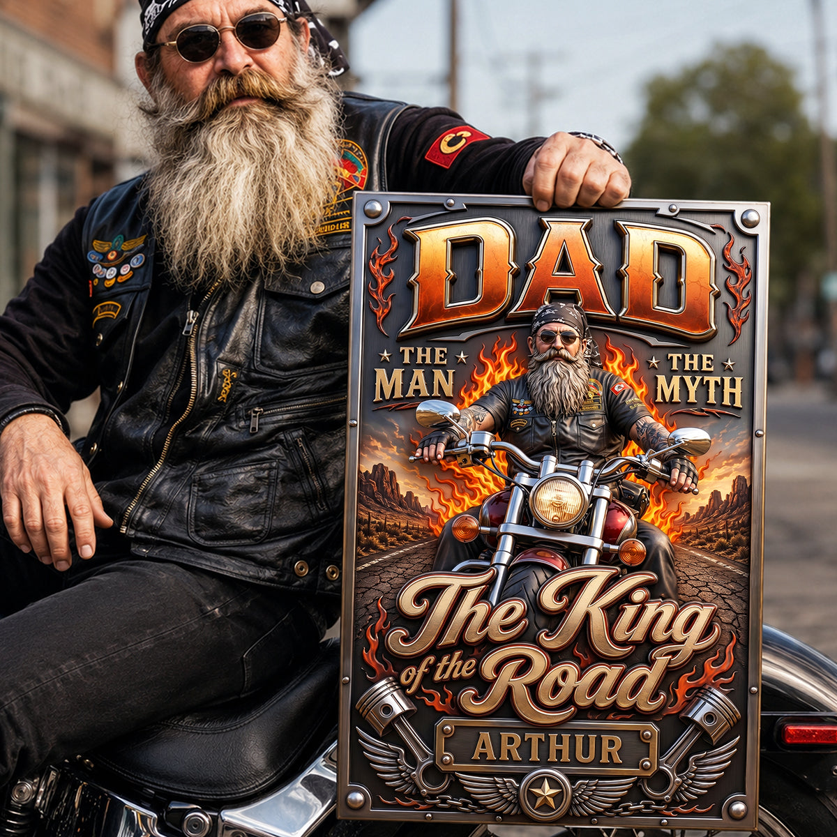 Dad Rules The King Road Print Metal Sign - Custom Photo Gifts For Dad 02HUTA180526-Homacus