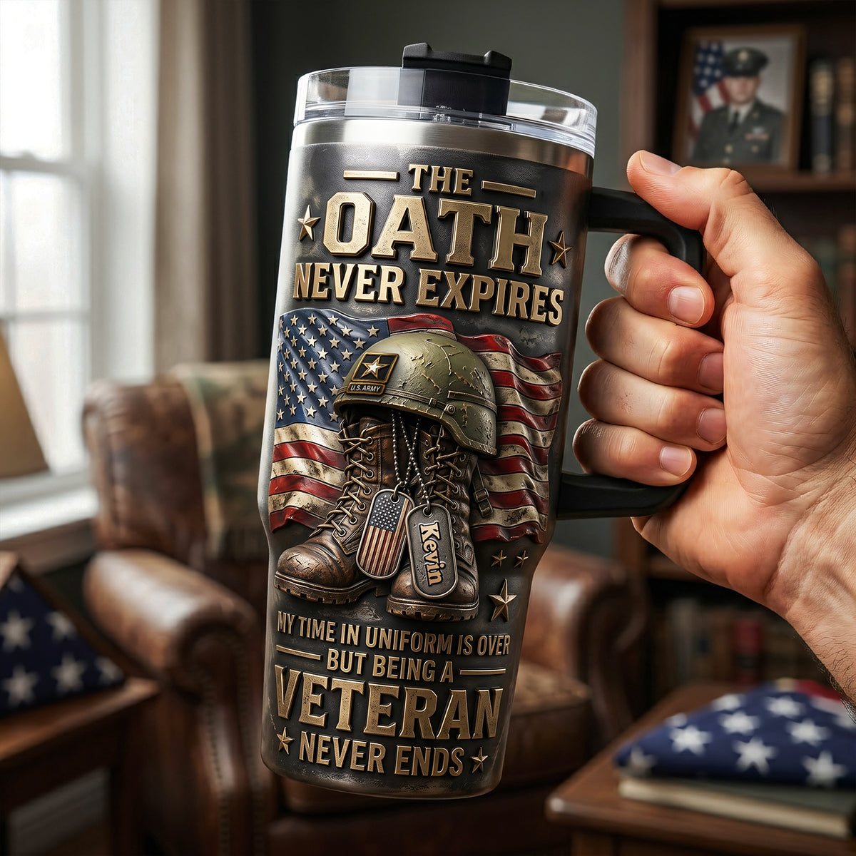 The Oath Never Expires Colorful 40oz Tumbler With Handle - Personalized Gifts For Veterans 03tyta240626-Homacus