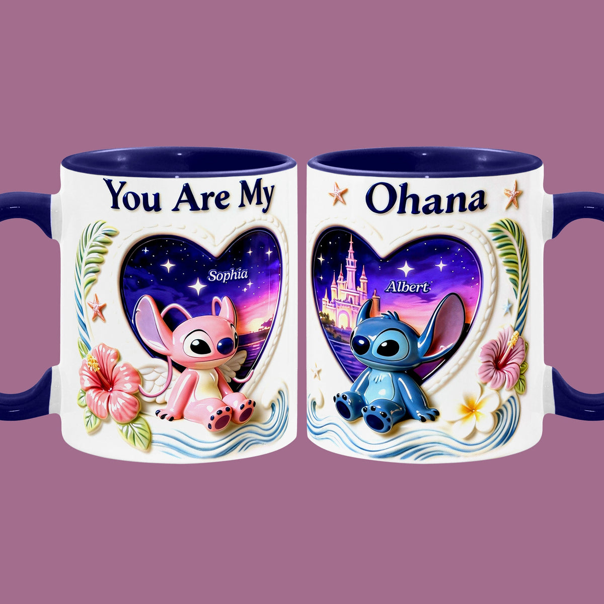 Set Of 2 Coffee Mugs - Little Blue Love - Personalized Coffee Mug Set 05PGQN030226-Homacus