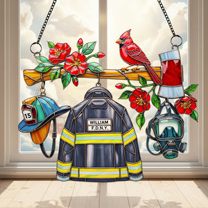 Firefighter Heaven Suncatcher Ornament Personalized Gifts For Firefighter 05OHDT040925-Homacus