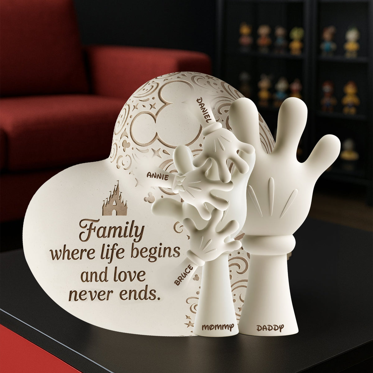 Where Love Begins – Christmas Family Hand Plaque With Custom Names 03OHLU270525-Homacus