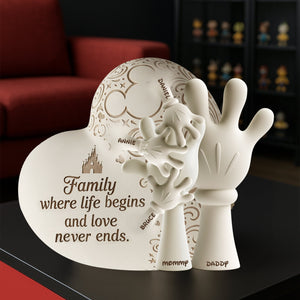 Where Love Begins – Christmas Family Hand Plaque With Custom Names 03OHLU270525-Homacus