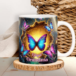 Butterfly Grandma Coffee Mug - Personalized Gift For Grandma 02OHLU280325-Homacus