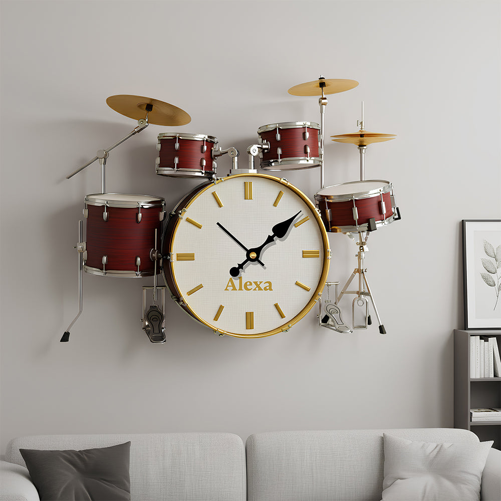 Drum Set Wall Clock Personalized Gifts For Music Lovers 05KIDT251225-Homacus