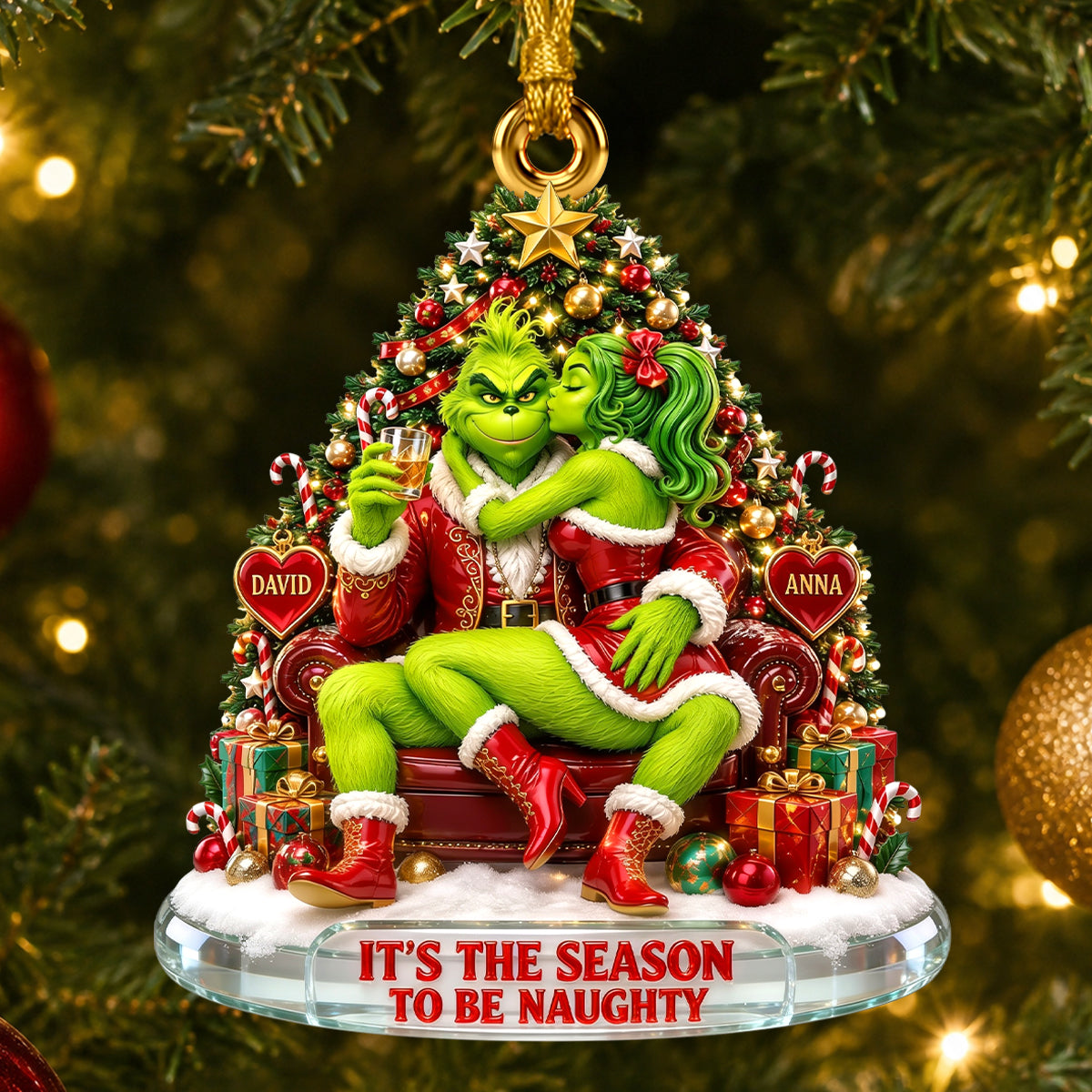 Mistletoe Moments Couple Acrylic Ornament - Personalized Christmas Gift For Couples 05TYDH150926