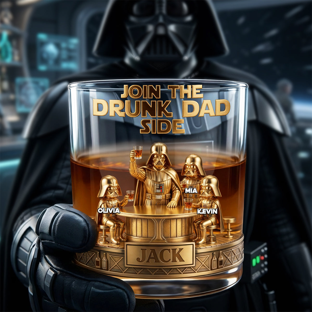 Cosmic Dad and Kids Round Glass - Personalized Gifts For Dad 04ohta210526-Homacus