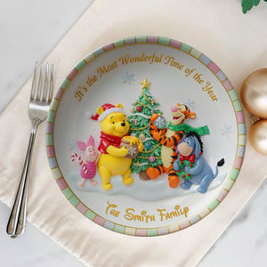 Wonderful Time Round Plate - Personalized Christmas Gift For Family 03PGLU171025-Homacus