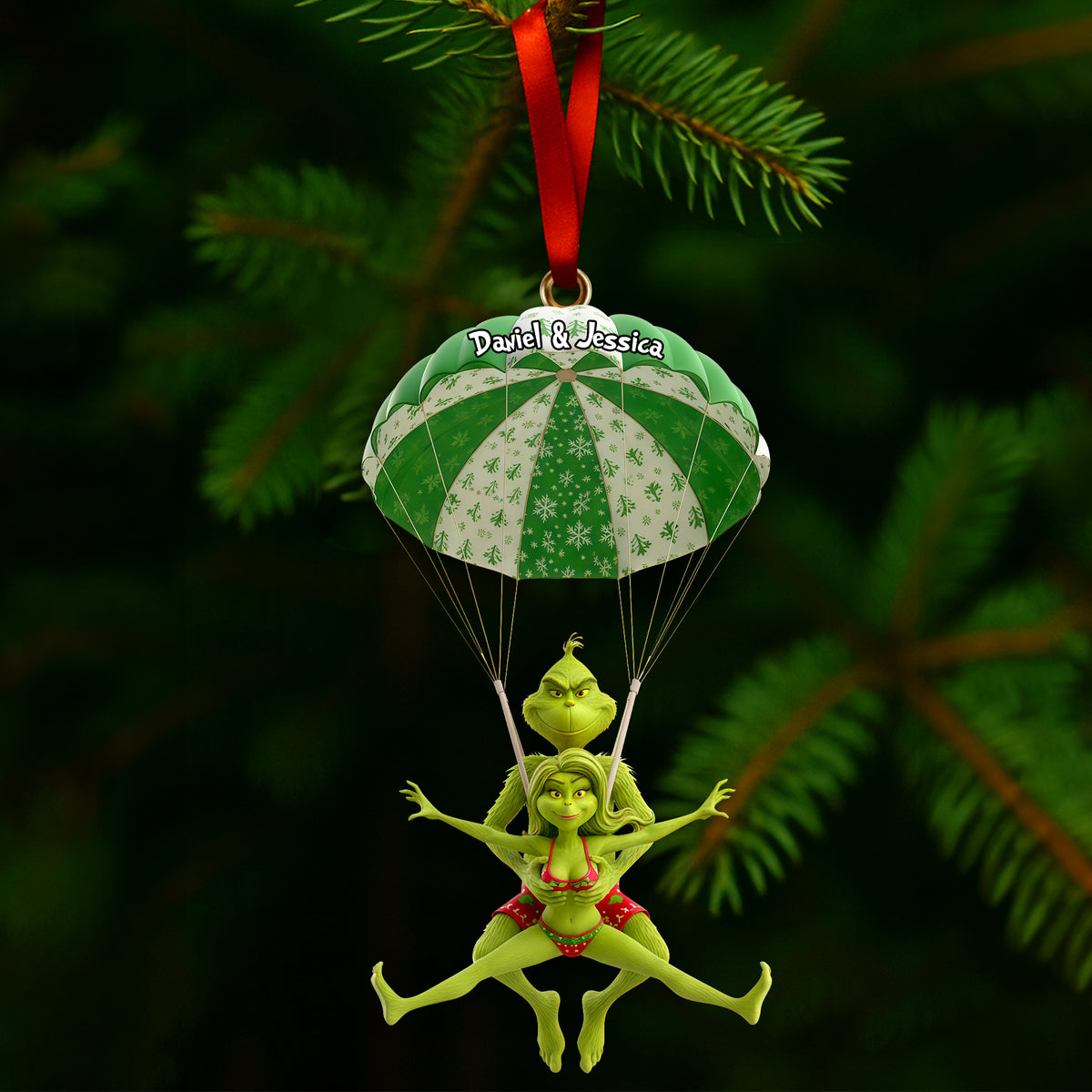 Naughty Green Parachute Couple Ornament - Personalized Gift For Couples 05OHLU031125-Homacus