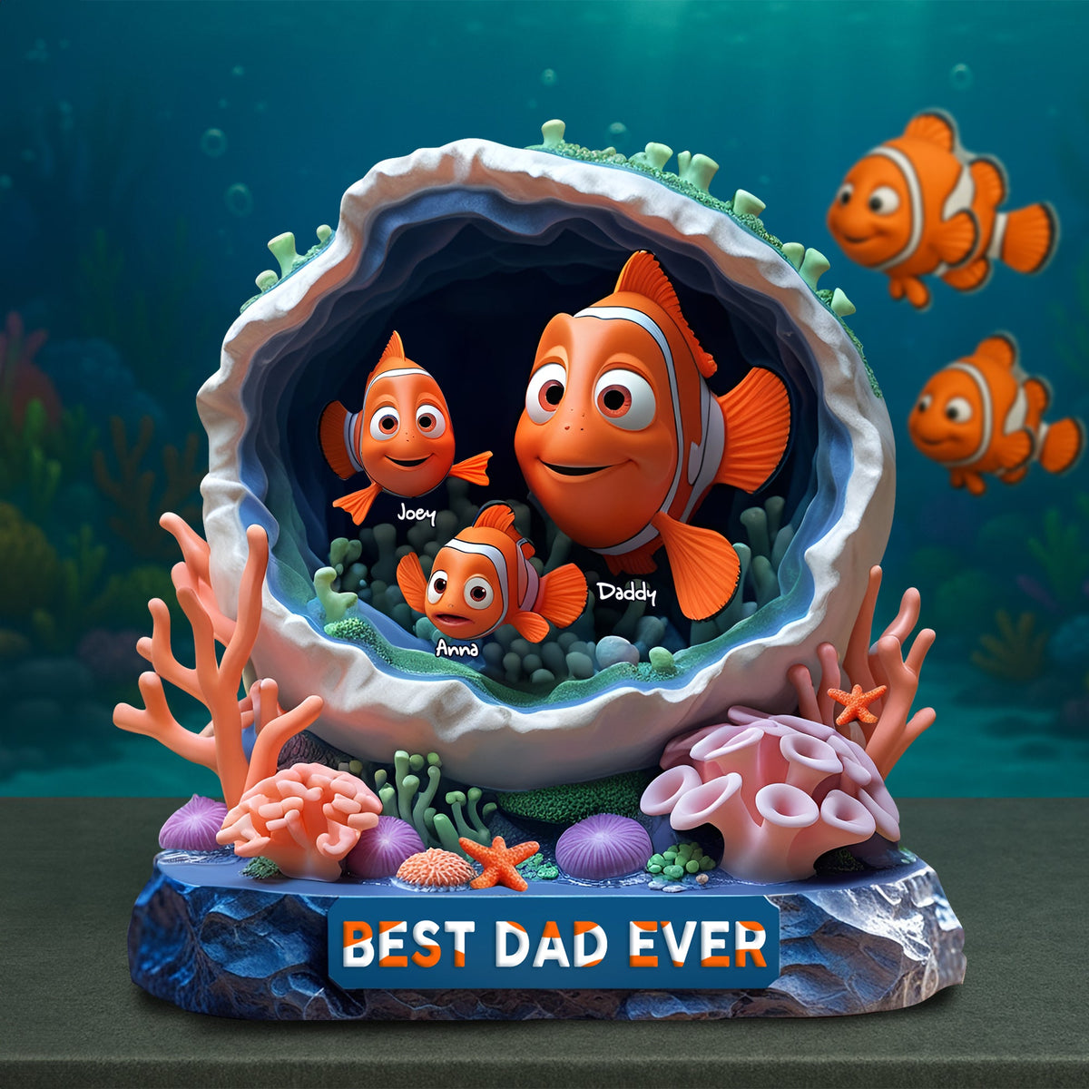 Personalized Gifts For Dad Acrylic Plaque, Best Clownfish Dad-Homacus
